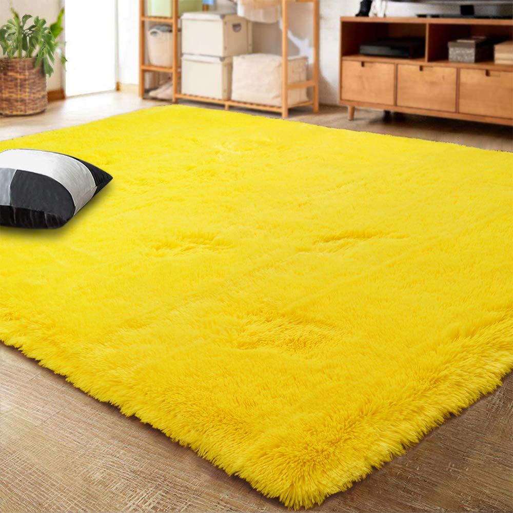 LOCHAS Area Rugs Fluffy Living Room Carpets for Kids Bedroom 6x9, Cream
