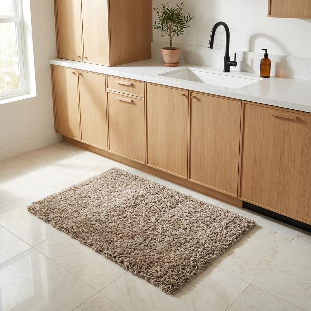 Unique Loom Solid Shag Collection Area Rug (8' x 10' Rectangle, Sandy Brown)