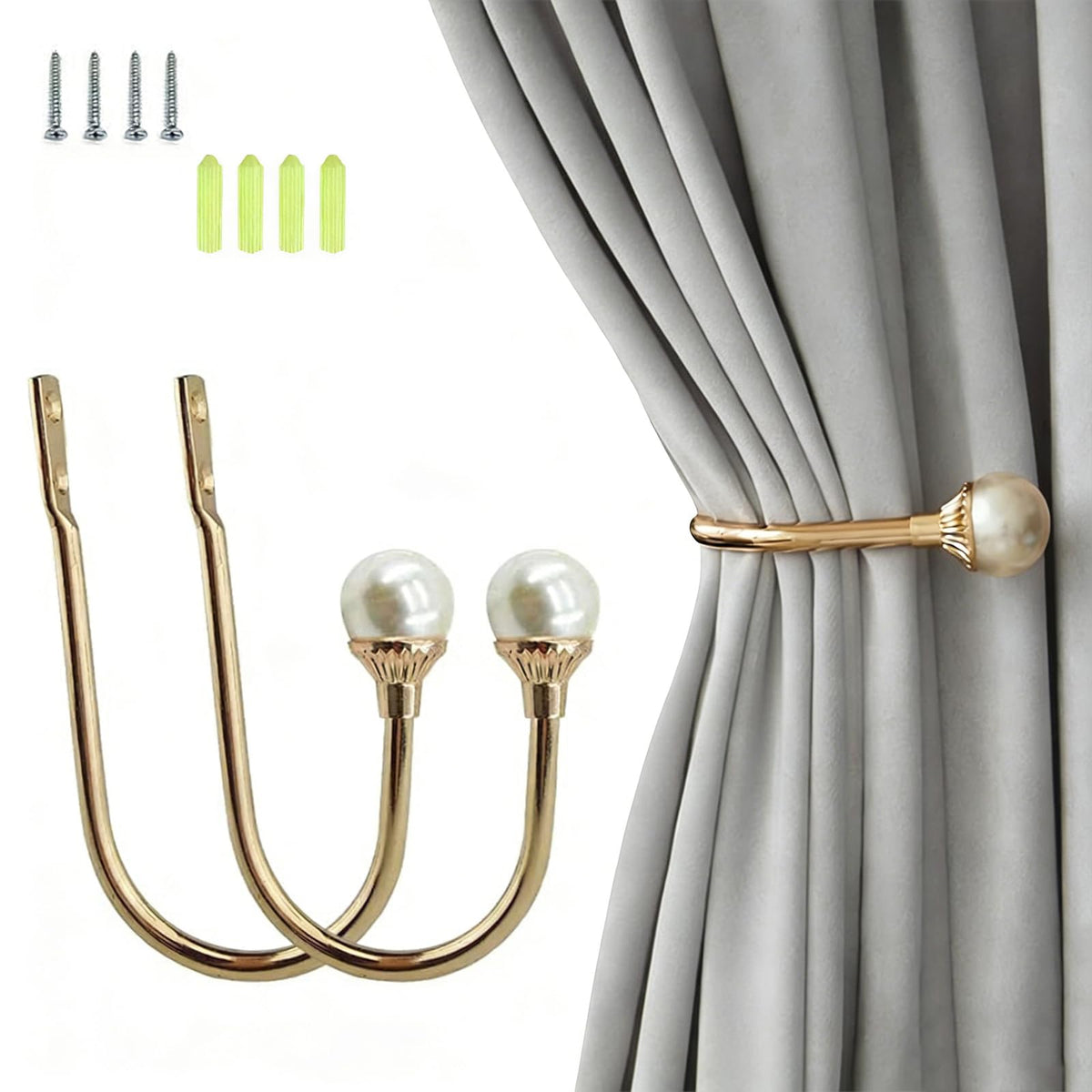 COCIVIVRE 2 Pack Curtain Holdbacks Wall Mounted Curtain Tiebacks Hooks