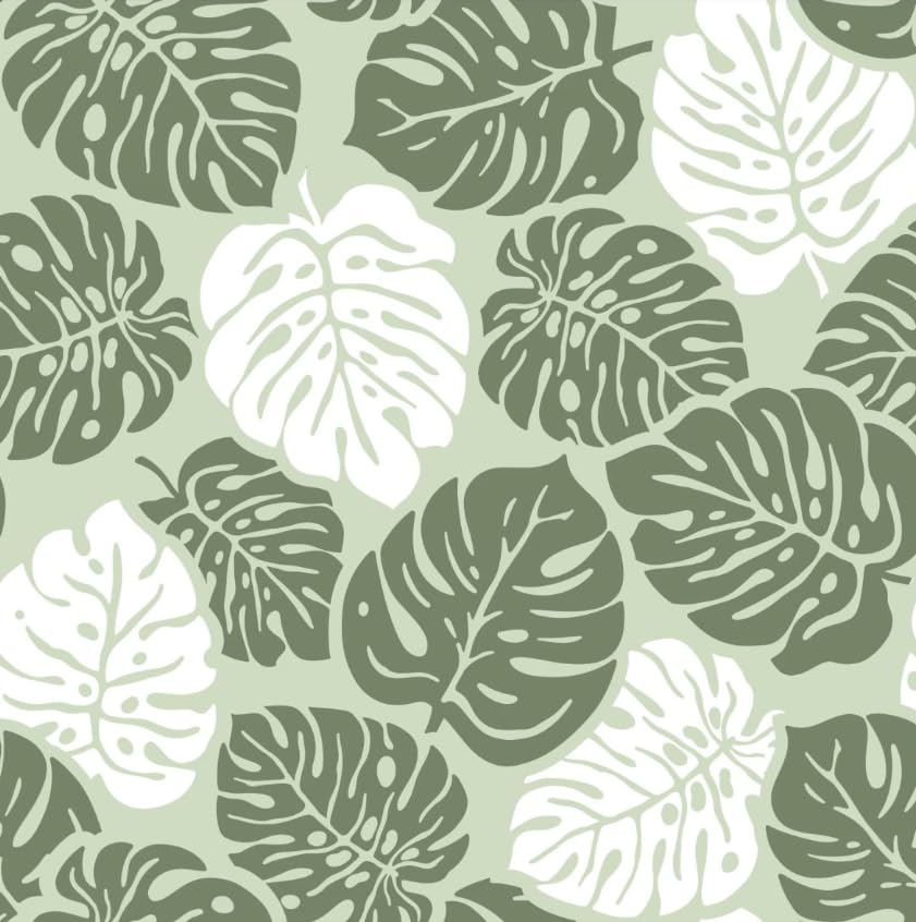 Arenarug Sage Green Monstera 5x7 Area Rugs High-Low Plush Pile Washable
