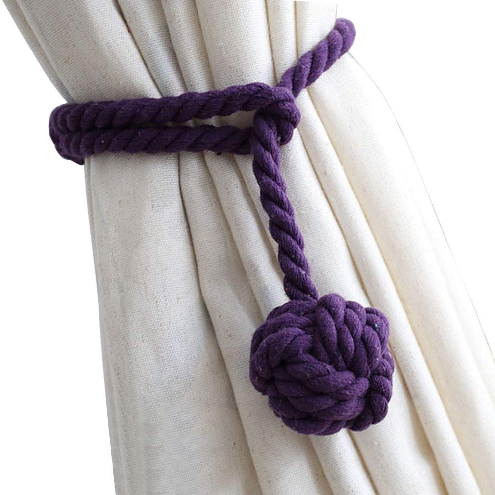 Melaluxe 4 Pack Curtain Tiebacks - Heavy Duty Curtain Rope Tieback, Handmade Rural Decorative Curtain Holdbacks (Beige)