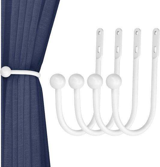 VRSS 6" L x 3" W Wall Mount Curtain Tiebacks Drapery Holdbacks White, 4Pcs