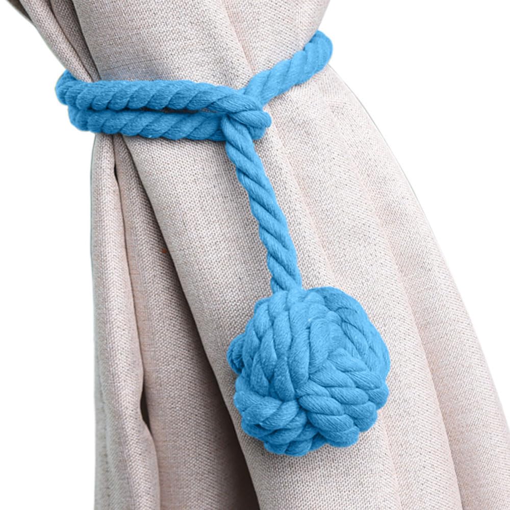 Melaluxe 4 Pack Curtain Tiebacks - Heavy Duty Curtain Rope Tieback, Handmade Rural Decorative Curtain Holdbacks (Beige)