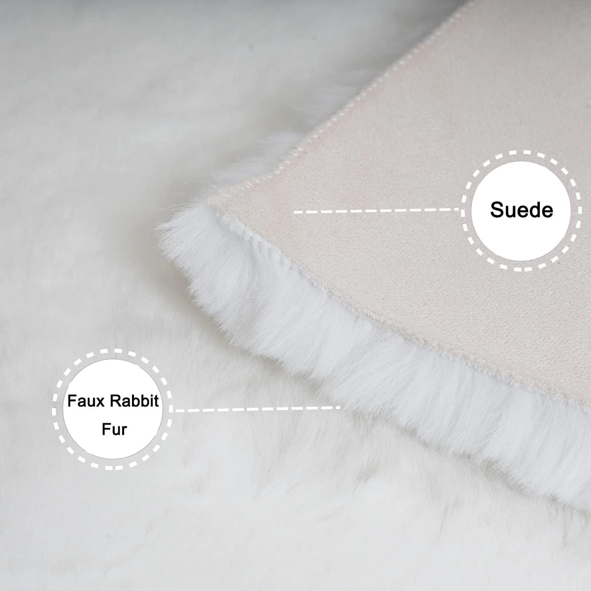 Ghouse White 8x10 Area Rug Fluffy Faux Rabbit Fur Rug White Plush Shag Rug for Living Room Bedroom, Playing Room, Nursery Room