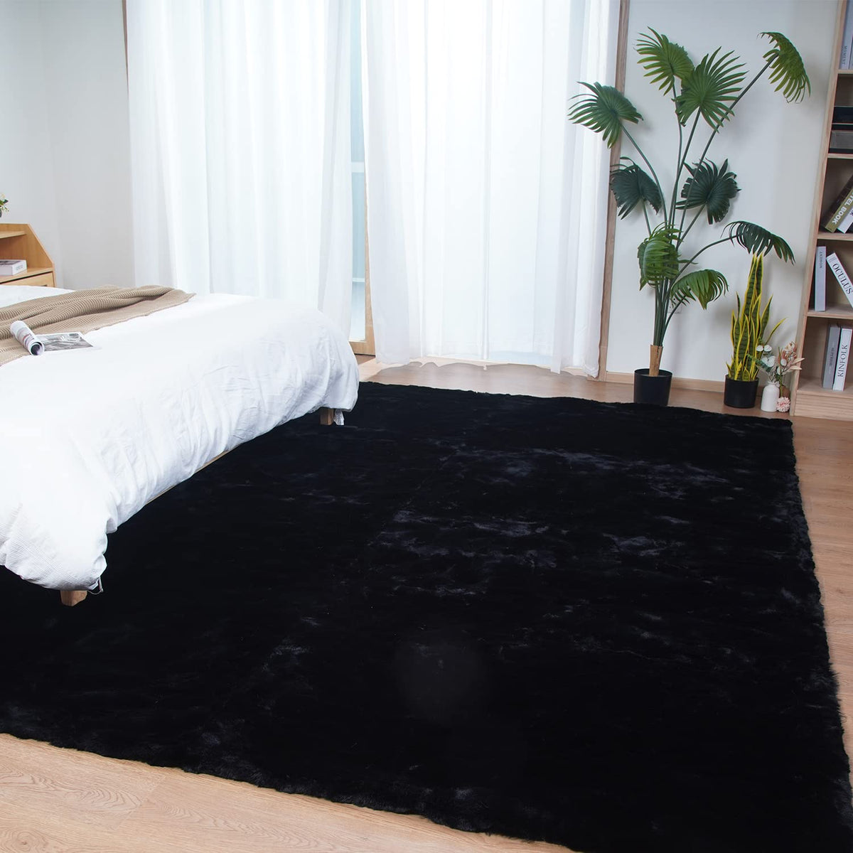 Ghouse White 8x10 Area Rug Fluffy Faux Rabbit Fur Rug White Plush Shag Rug for Living Room Bedroom, Playing Room, Nursery Room
