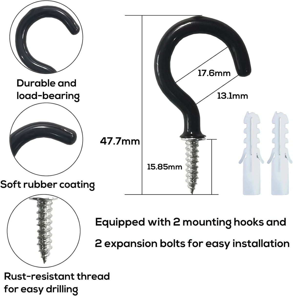 Curtain Tiebacks Ropes, Curtain Tie Backs Holdbacks Black 2 Pack