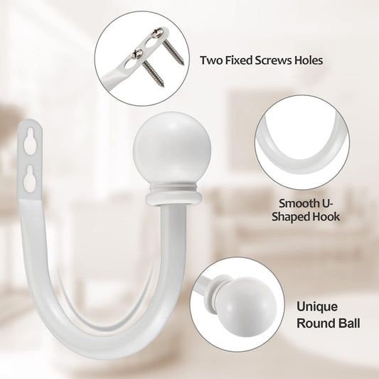 Sumnacon Curtain Holdbacks 2 Pcs Wall Mounted Curtain Tiebacks,White