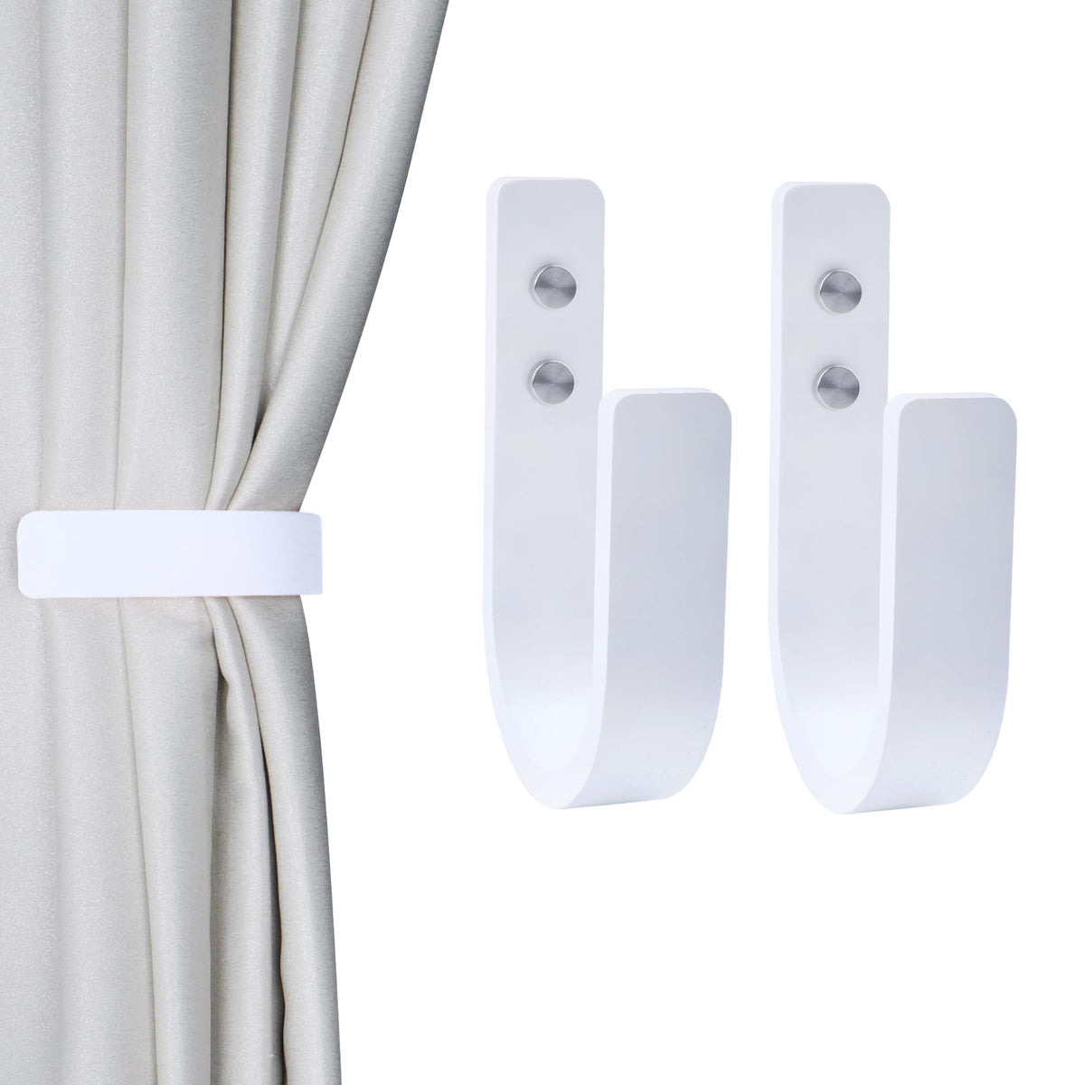 2 Pack Curtain Tiebacks & Holdbacks Wood Curtain Holder, Coffee