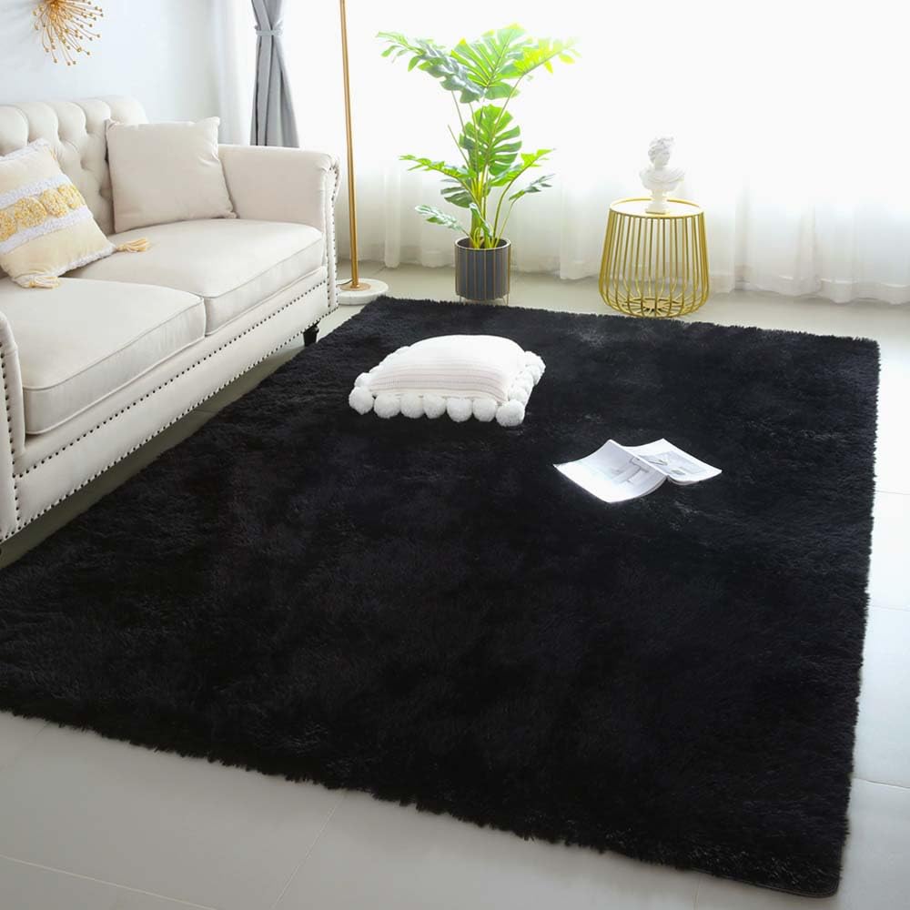 KICHOWUA 4x6 Fluffy Fuzzy Kids Shag Rainbow Rug for Girls Bedroom Playroom