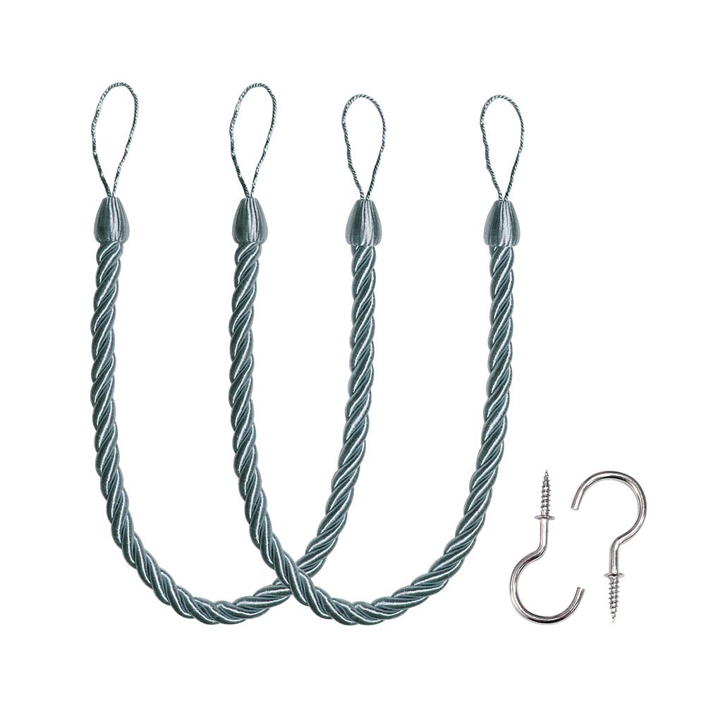 BEL AVENIR Curtain Tiebacks Ropes Tie-Backs,Handmade Holdbacks(Gold,2P)