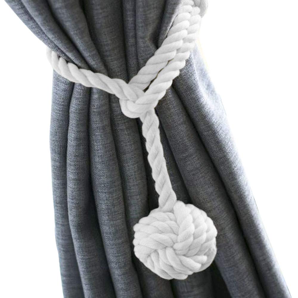 Melaluxe 4 Pack Curtain Tiebacks - Heavy Duty Curtain Rope Tieback, Handmade Rural Decorative Curtain Holdbacks (Beige)
