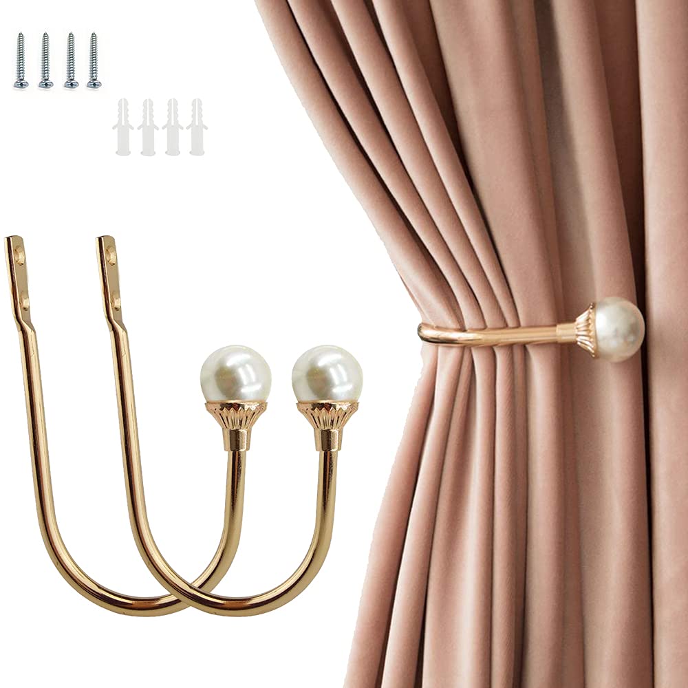 COCIVIVRE 2 Pack Curtain Holdbacks Wall Mounted Curtain Tiebacks Hooks