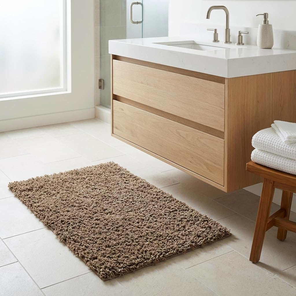 Unique Loom Solid Shag Collection Area Rug (8' x 10' Rectangle, Sandy Brown)
