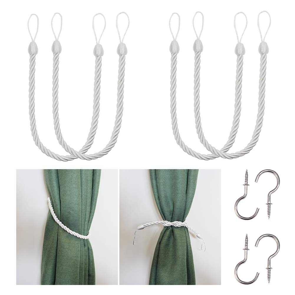 BEL AVENIR Curtain Tiebacks Ropes Tie-Backs,Handmade Holdbacks(Gold,2P)