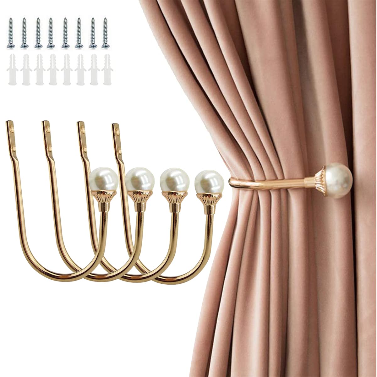 COCIVIVRE 2 Pack Curtain Holdbacks Wall Mounted Curtain Tiebacks Hooks