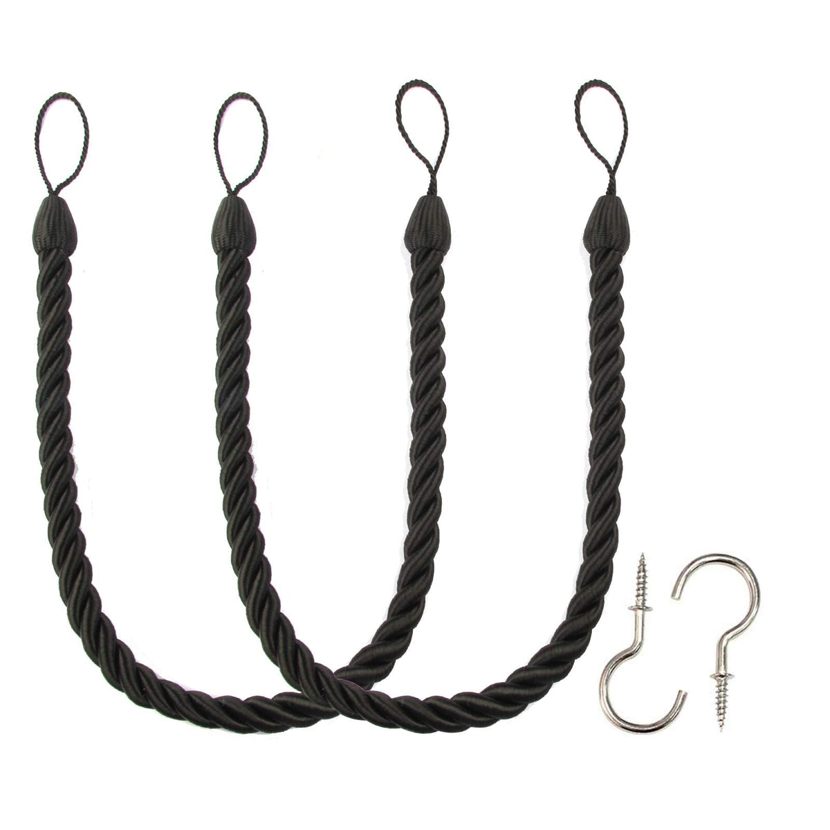 BEL AVENIR Curtain Tiebacks Ropes Tie-Backs,Handmade Holdbacks(Gold,2P)