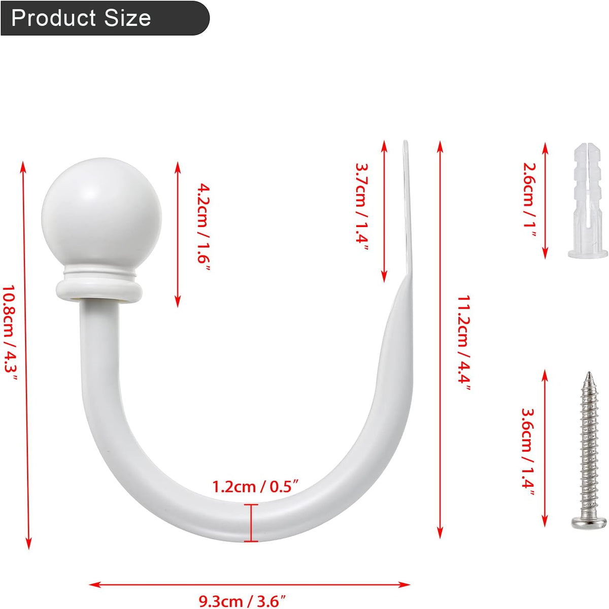 Sumnacon Curtain Holdbacks 2 Pcs Wall Mounted Curtain Tiebacks,White