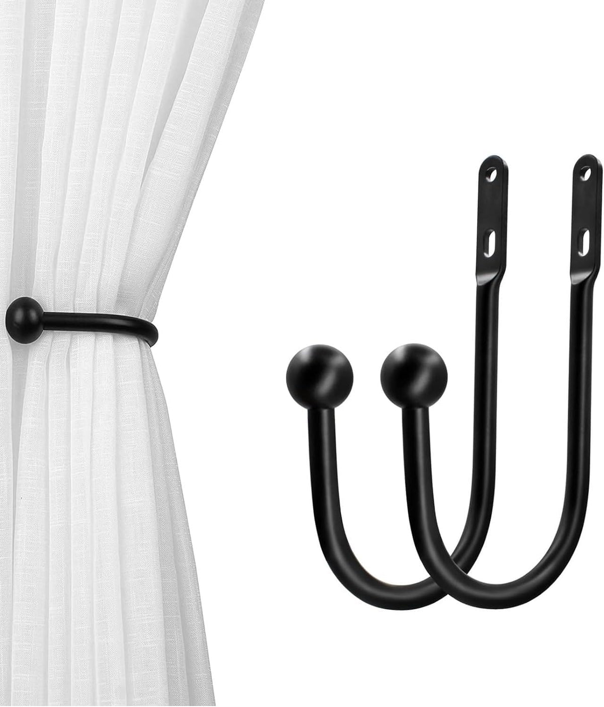 VRSS 6" L x 3" W Wall Mount Curtain Tiebacks Drapery Holdbacks White, 4Pcs