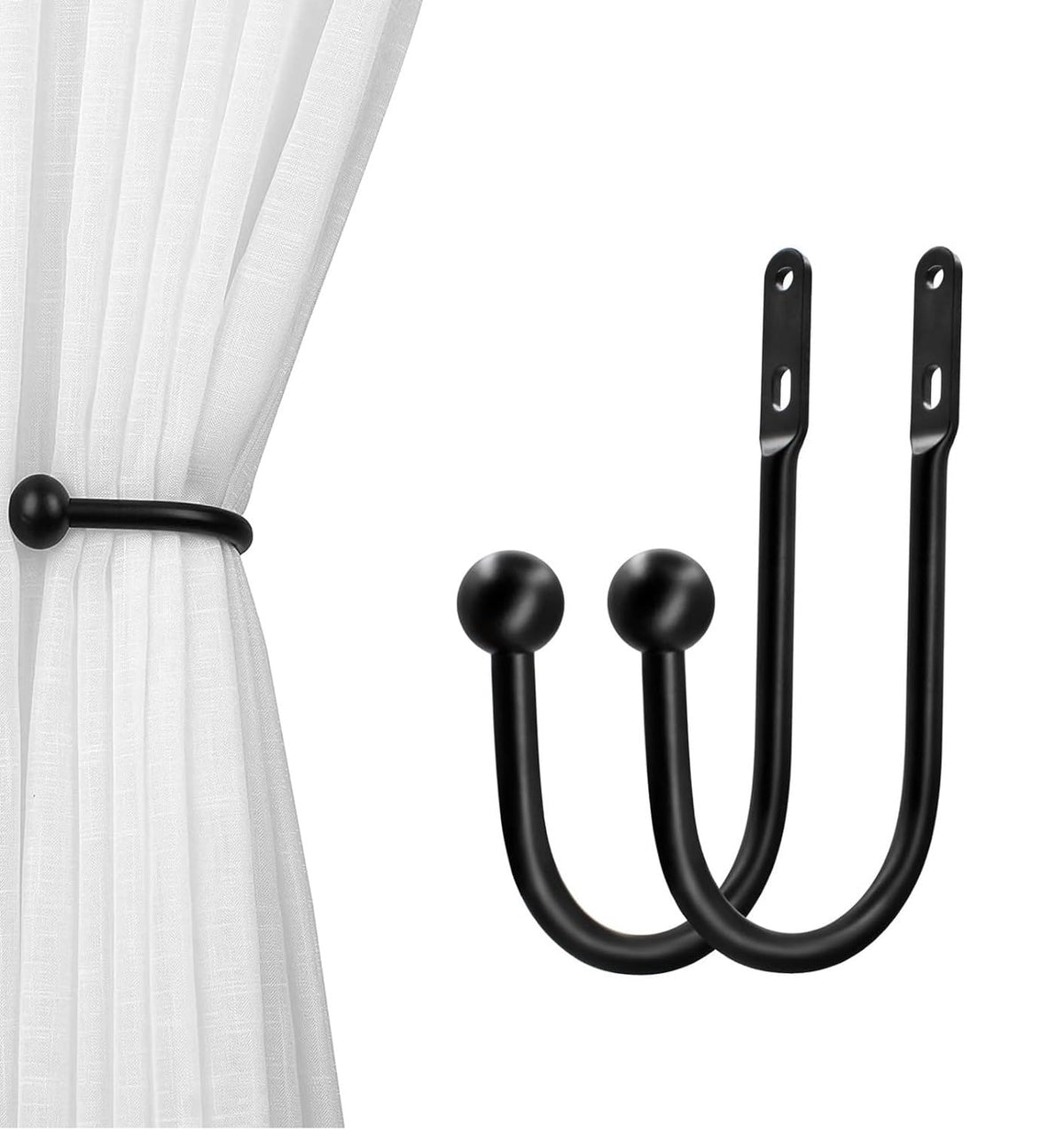 VRSS 6" L x 3" W Wall Mount Curtain Tiebacks Drapery Holdbacks White, 4Pcs