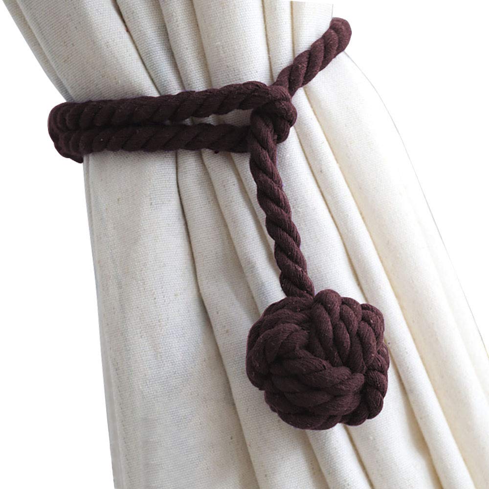 Melaluxe 4 Pack Curtain Tiebacks - Heavy Duty Curtain Rope Tieback, Handmade Rural Decorative Curtain Holdbacks (Beige)