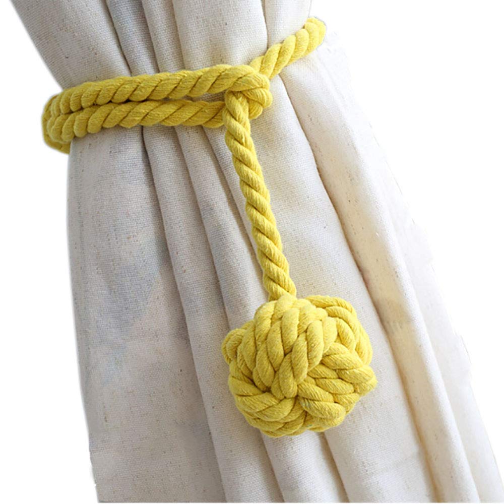Melaluxe 4 Pack Curtain Tiebacks - Heavy Duty Curtain Rope Tieback, Handmade Rural Decorative Curtain Holdbacks (Beige)