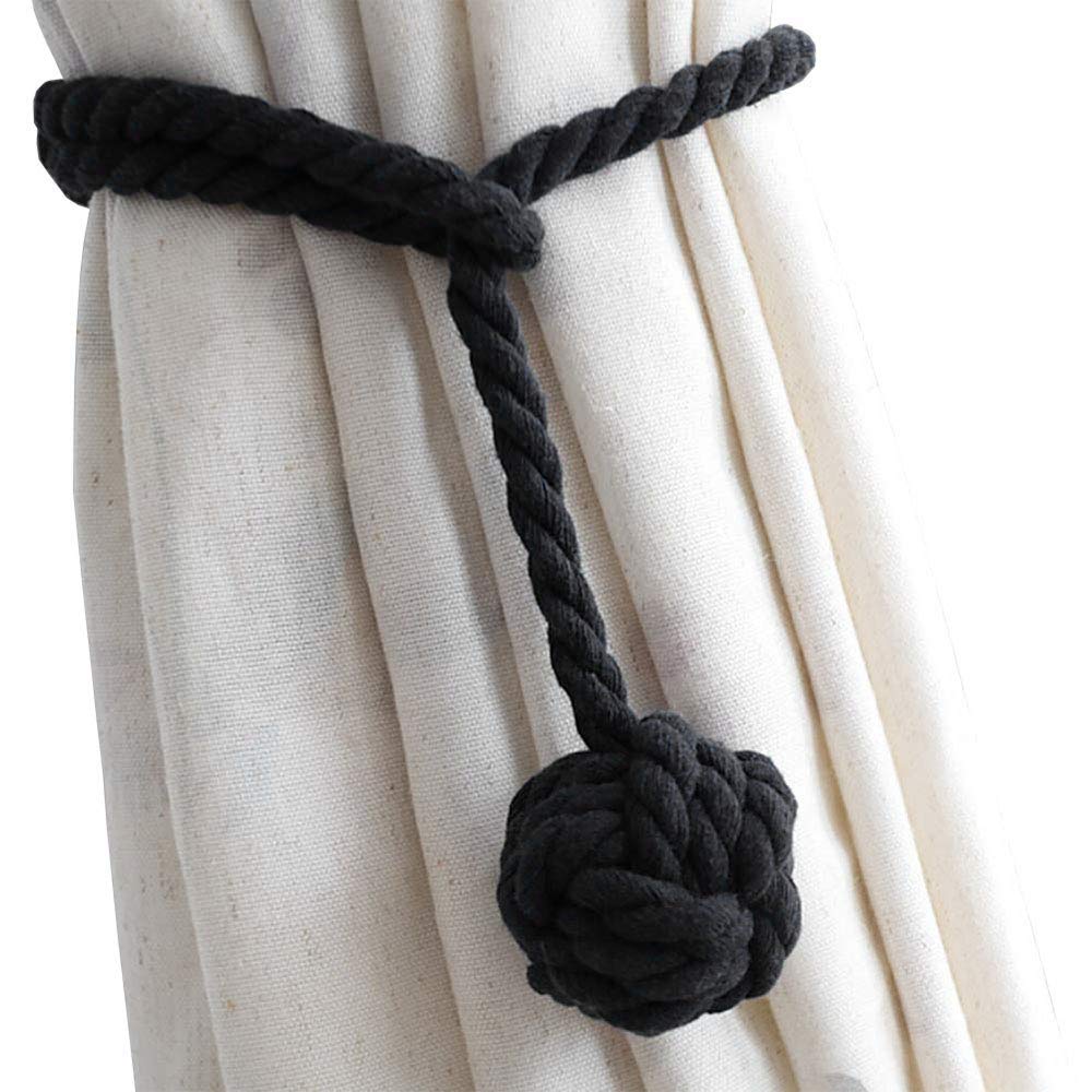 Melaluxe 4 Pack Curtain Tiebacks - Heavy Duty Curtain Rope Tieback, Handmade Rural Decorative Curtain Holdbacks (Beige)