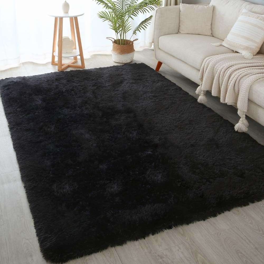 KICHOWUA 4x6 Fluffy Fuzzy Kids Shag Rainbow Rug for Girls Bedroom Playroom