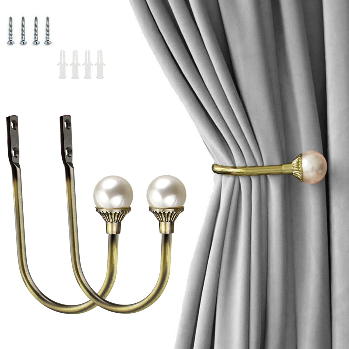 COCIVIVRE 2 Pack Curtain Holdbacks Wall Mounted Curtain Tiebacks Hooks