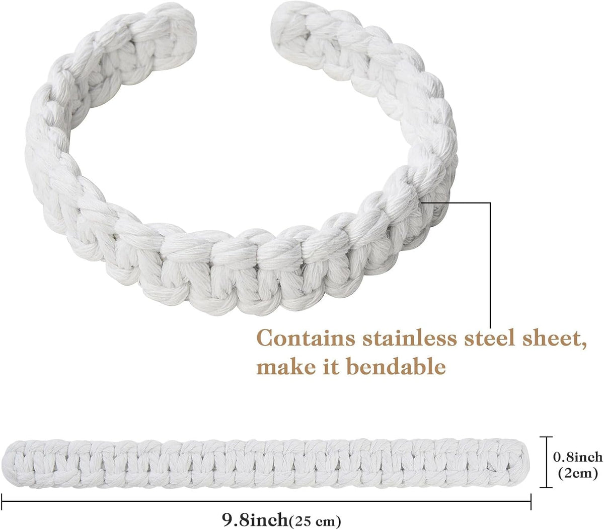 NICEEC 2 Pack Natural Cotton Rope Curtain Tiebacks Farmhouse Rustic Style Decorative Drape Tie Backs Handmade Braided Curtain Holdbacks for Home & Office Sheer/Light Weight Drapery (C-White-S)