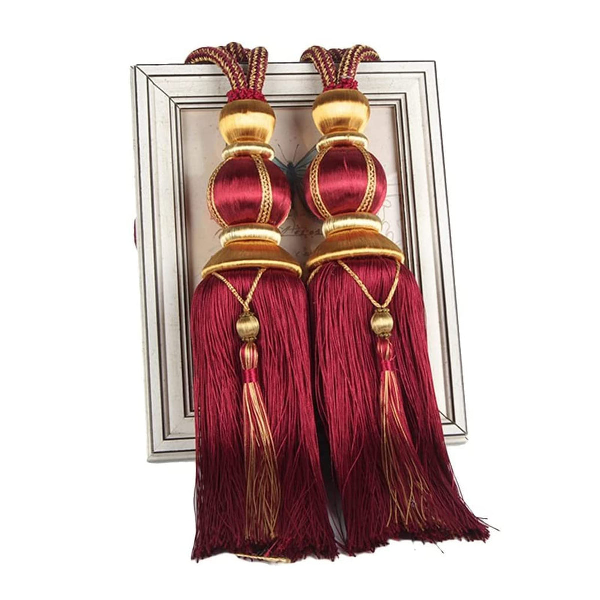 Paired Lantern Single Hanging Ball Tassels Curtains Buckle Sling Binding Lantern Tiebacks Handcrafted Braided Buckle Drapery Curtain Holdbacks Window Treatments for Home 2 Pack