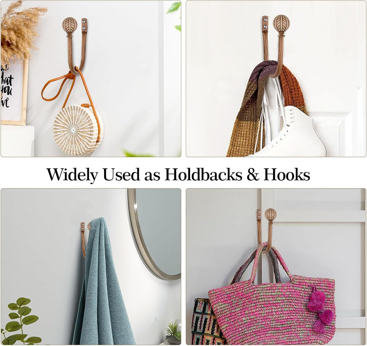 KAMANINA Wood Curtain Holdbacks 2pcs Small