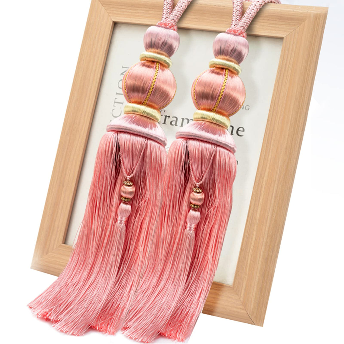 Paired Lantern Single Hanging Ball Tassels Curtains Buckle Sling Binding Lantern Tiebacks Handcrafted Braided Buckle Drapery Curtain Holdbacks Window Treatments for Home 2 Pack