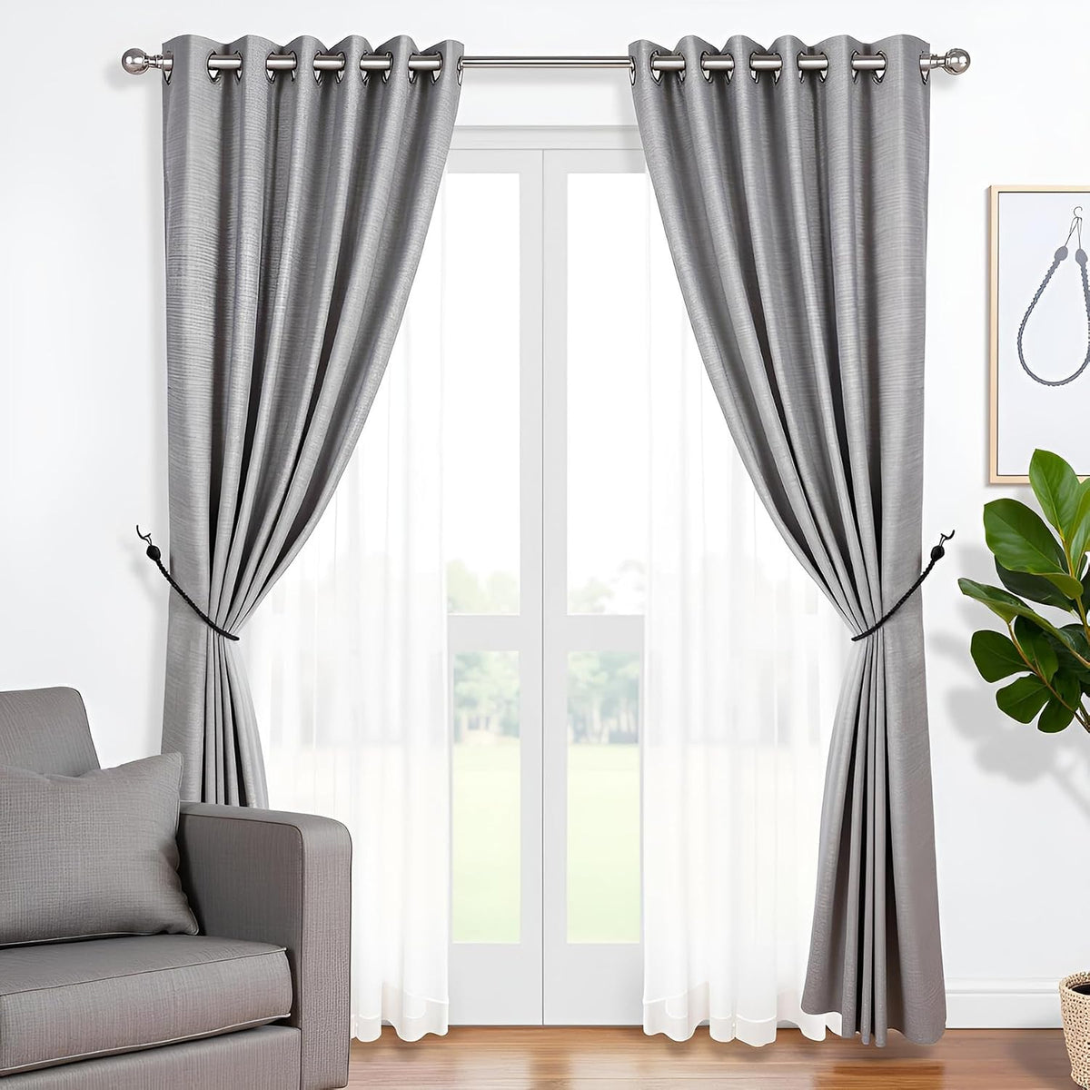Curtain Tiebacks Ropes, Curtain Tie Backs Holdbacks Black 2 Pack