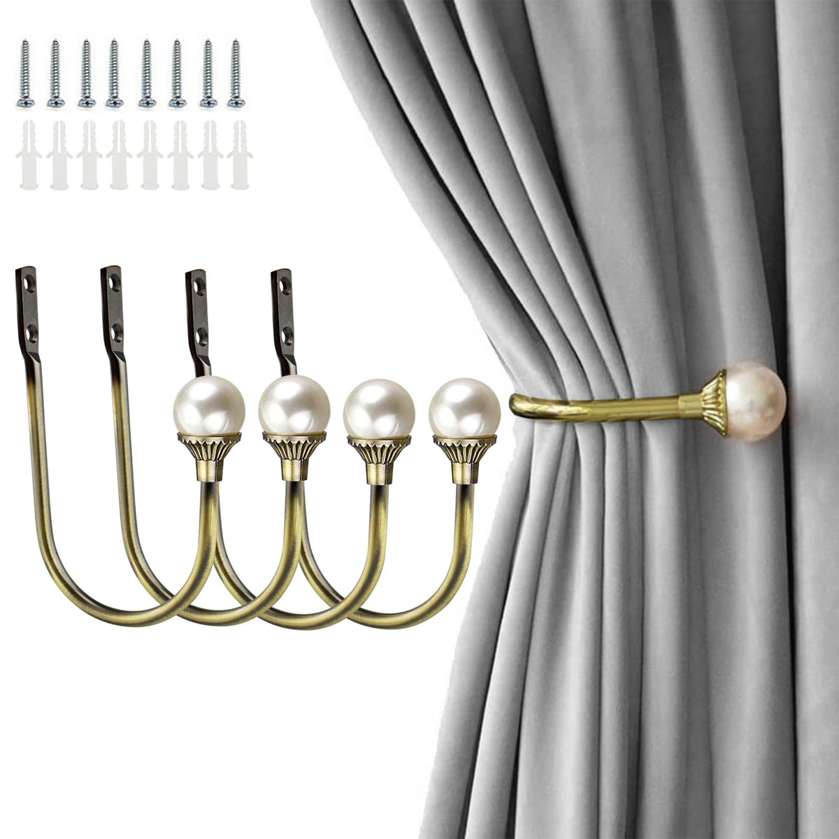 COCIVIVRE 2 Pack Curtain Holdbacks Wall Mounted Curtain Tiebacks Hooks