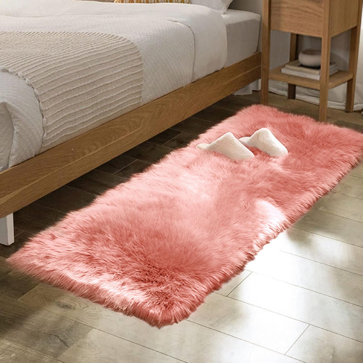 ORINOVA Beige Shag Faux Sheepskin Washable 4X6 Fur Rug for Living Room Bedroom Fluffy Furry Area Rug Rectangle Nursery Decor Rug