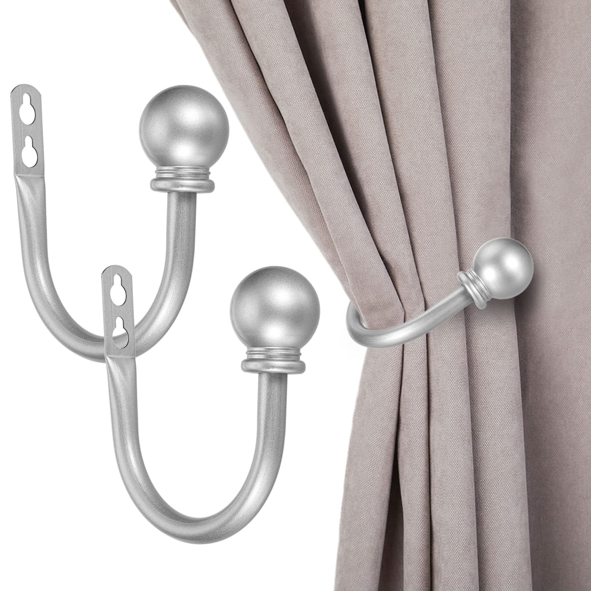 Sumnacon Curtain Holdbacks 2 Pcs Wall Mounted Curtain Tiebacks,White