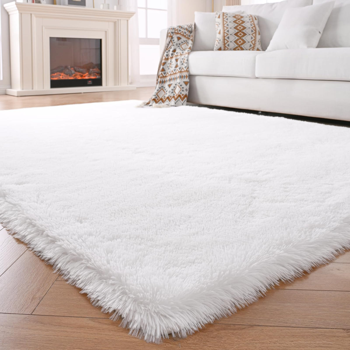 Grey Shag Rug for Living Room 6x9 - Soft Fluffy Plush Area Carpet