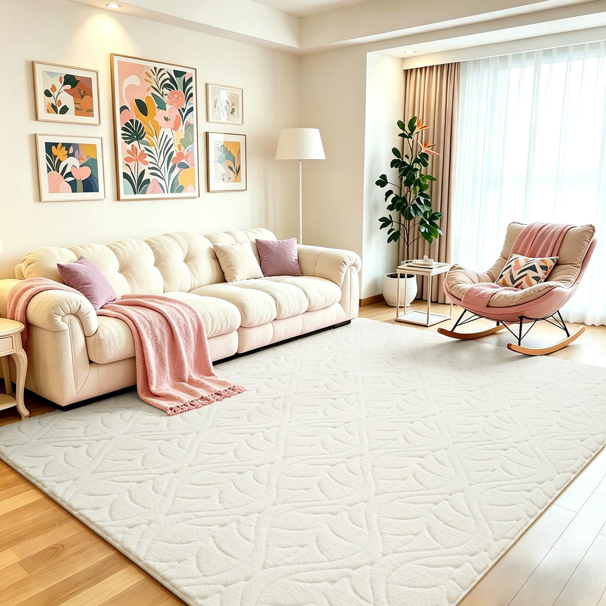 5x7 Black Fluffy Shag Area Rug for Living Room Bedroom