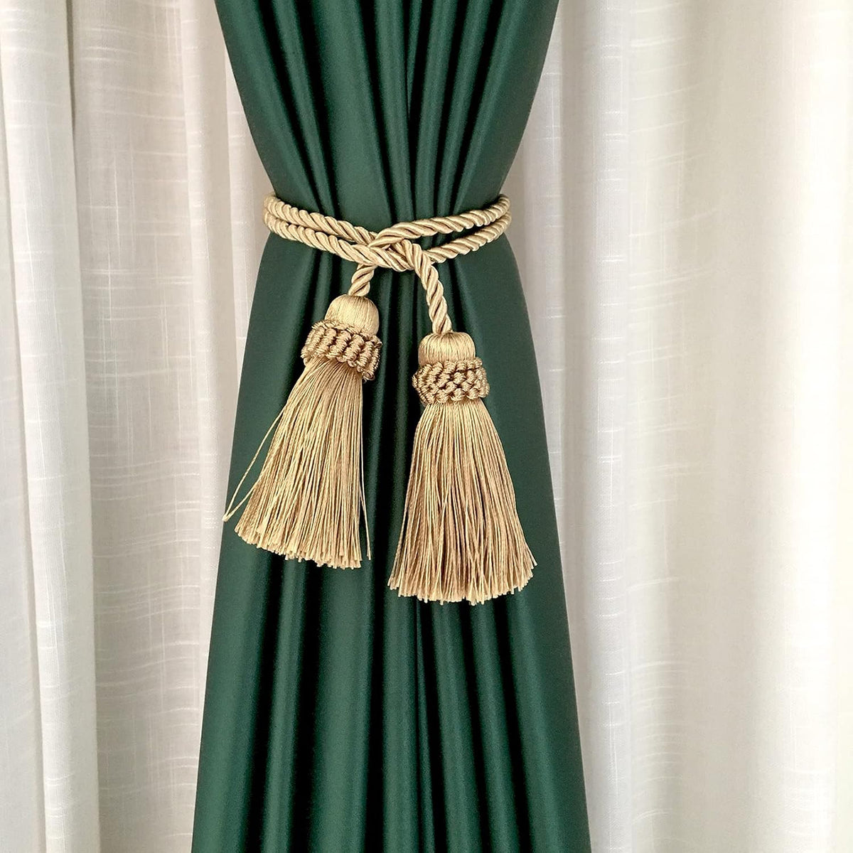 Curtain Tiebacks Handmade Curtain Holdbacks Rope with Tassel