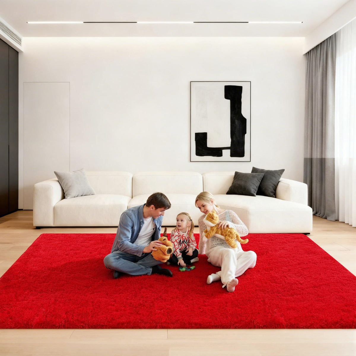 5x7 Large Fluffy Area Rugs for Living Room Bedroom, Light Tan