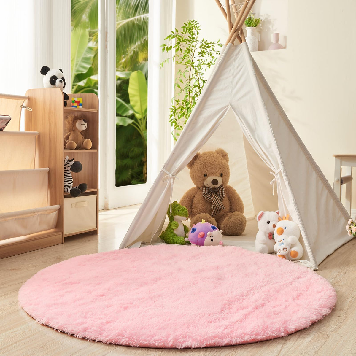 OPPODREAM 5x7 Beige Rugs for Bedroom, Ultra-Soft Fluffy Area Rugs for Living Room, 5 x 7 Shag Carpet for Nursery, Kids, Girl, Boy, Baby, Plush, Fuzzy, Shaggy, Cute Home Decor