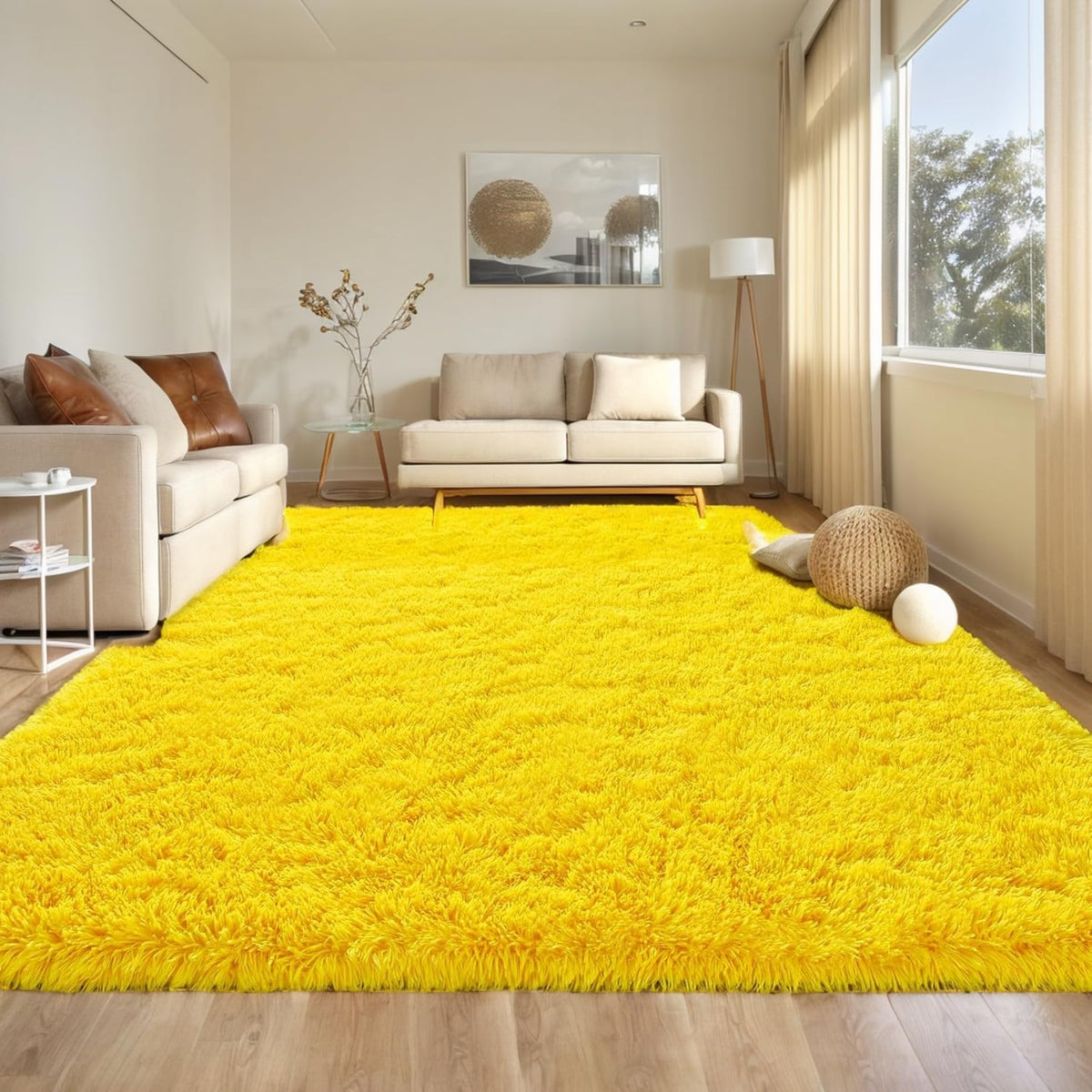 Orange 8x10 Area Rugs for Living Room Bedroom, Soft Plush Fluffy Large Rug