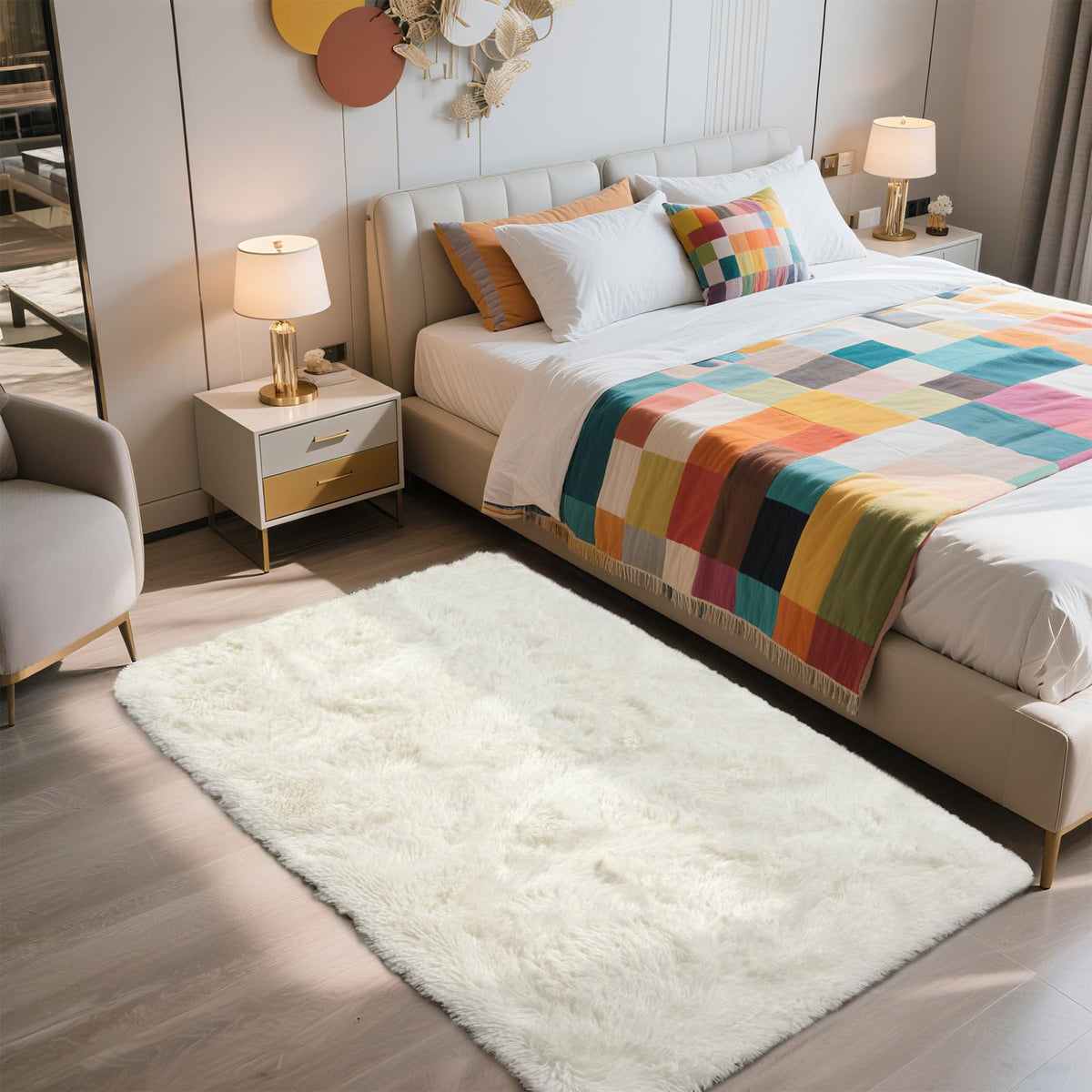 8x10 Fluffy Area Rugs for Living Room,Geometric Shag Area Rug for Bedroom