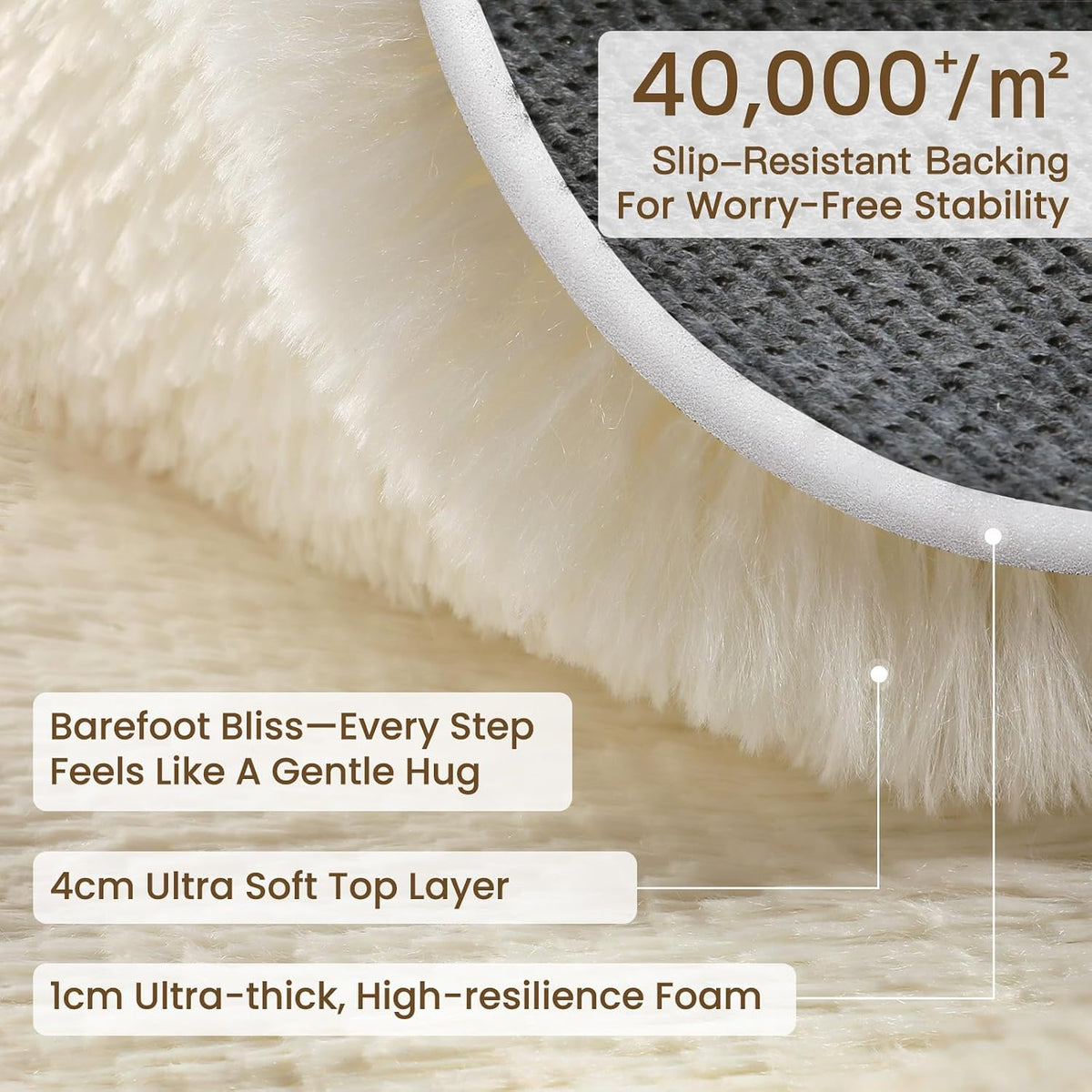 Sour Lemon 8x10 Area Rugs for Bedroom Living Room, Fluffy Shag Cream