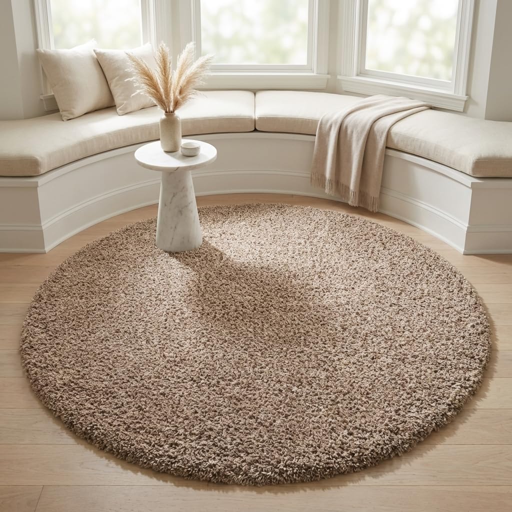 Unique Loom Solid Shag Collection Area Rug (8' x 10' Rectangle, Sandy Brown)