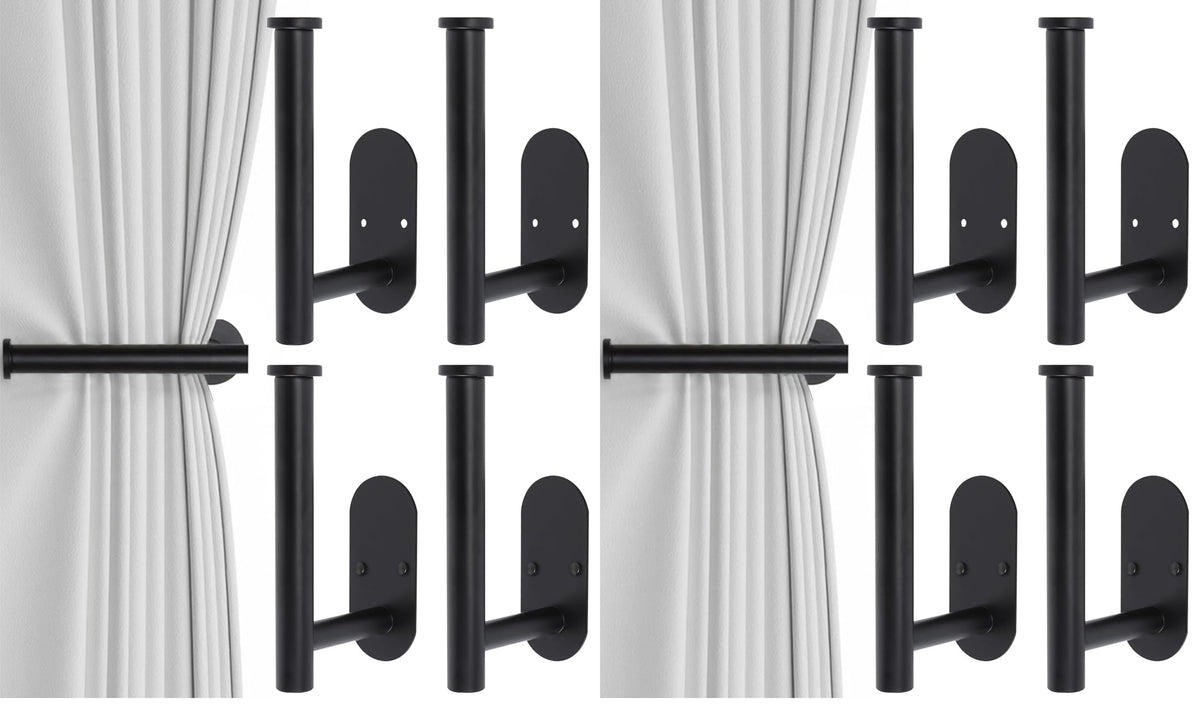 4pcs Curtain Holdbacks, Screw-in Curtain Tiebacks Curtain Tie Backs Curtain Holders for Wall Mounted Curtain Pull Backs for Drapes, Curtain Side Holders Hooks, 304 Stainless Steels, Black