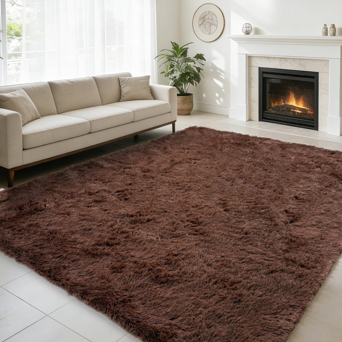 Pink Fluffy Round Area Rugs for Bedroom,3ft Shag Circle Small Area Rugs