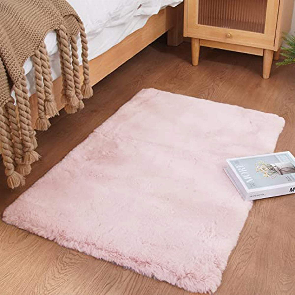 Ghouse White 8x10 Area Rug Fluffy Faux Rabbit Fur Rug White Plush Shag Rug for Living Room Bedroom, Playing Room, Nursery Room