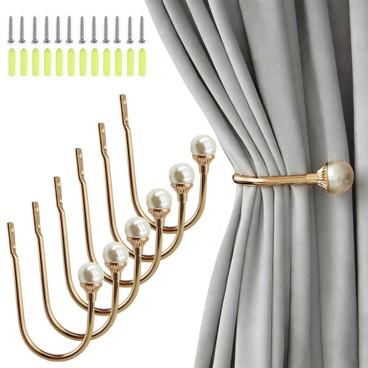 COCIVIVRE 2 Pack Curtain Holdbacks Wall Mounted Curtain Tiebacks Hooks