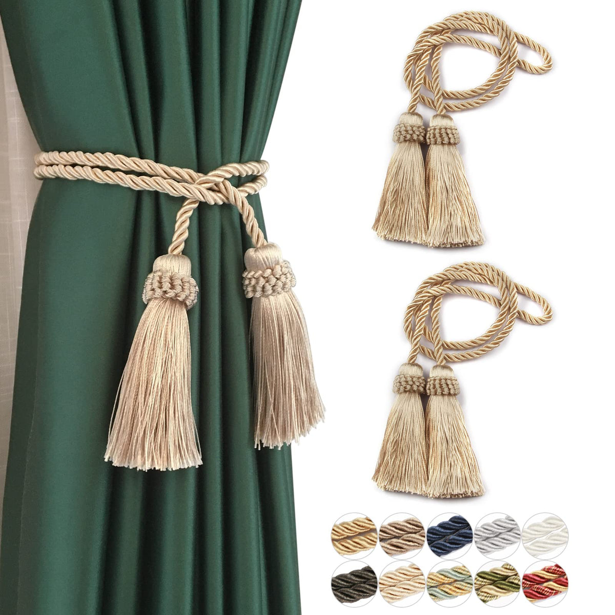 Curtain Tiebacks Handmade Curtain Holdbacks Rope with Tassel